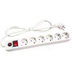 Удлинитель с сетевым фильтром 6х7м с заземл. 10А IP20 защ. шторки ПВС 3х0.75 бел. UNIVersal 967U-3007