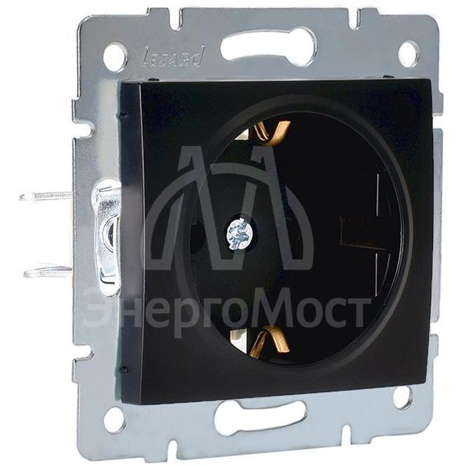 Механизм розетки 1-м СП KARINA защ. шторки с заземл. термопласт черн. бархат LEZARD 707-4288-124B