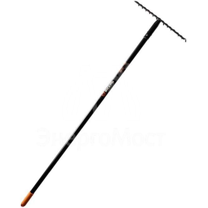 Грабли прямые Вихрь 14 зубьев, сталь, с металлическим черенком