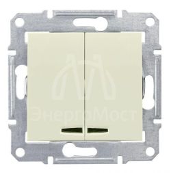 Механизм выключателя 2-кл. СП Sedna 10А IP20 (сх. 5а) 250В с син. подсветкой беж. SchE SDN0300347