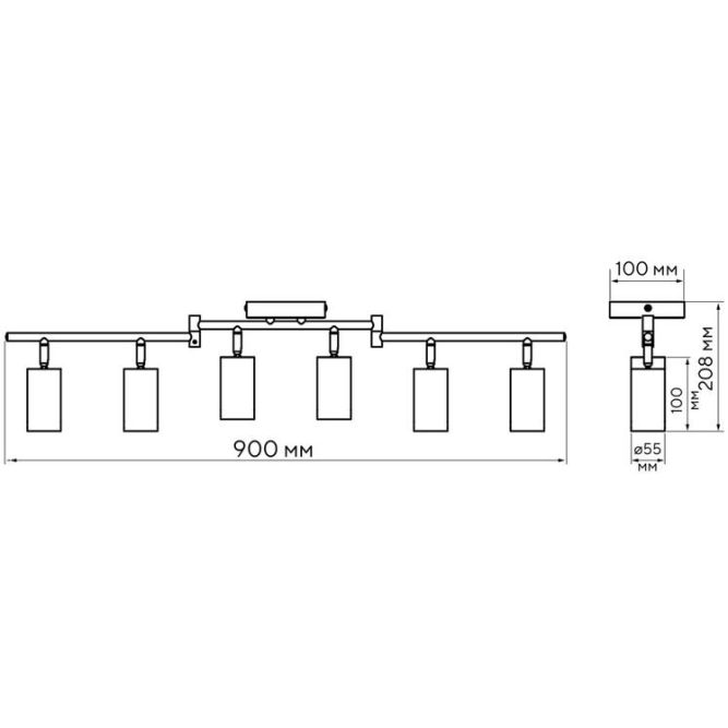 Светильник PCL-0606 6xGU10 IP20 230В WH настен./потолочн. декор. под лампу JazzWay 5066786
