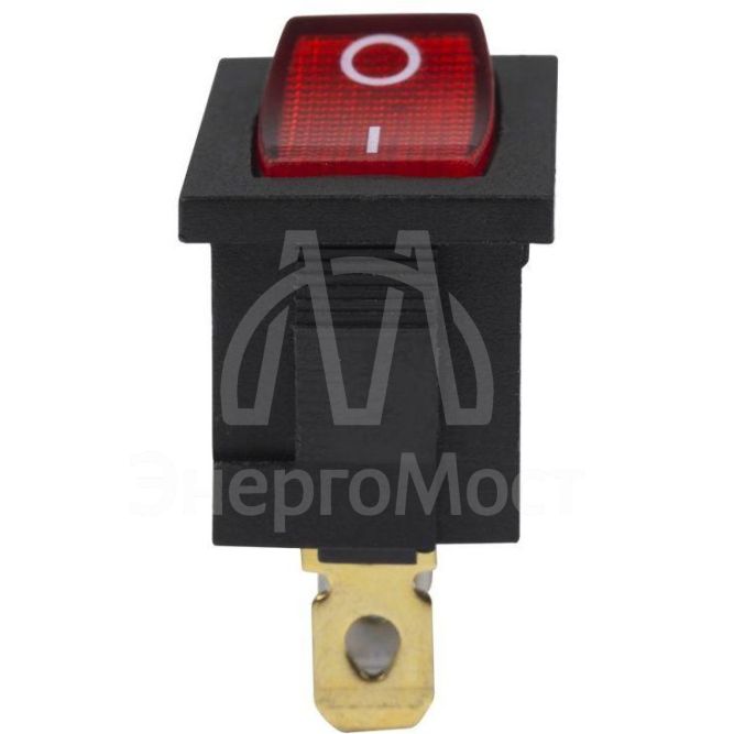 Выключатель клавишный 24В 15А (3с) ON-OFF красн. с подсветкой Mini Rexant 36-2165