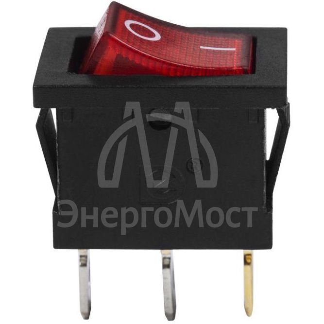 Выключатель клавишный 24В 15А (3с) ON-OFF красн. с подсветкой Mini Rexant 36-2165