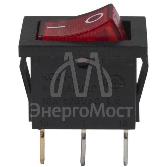 Выключатель клавишный 24В 15А (3с) ON-OFF красн. с подсветкой Mini Rexant 36-2165