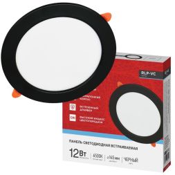 Светильник светодиодный RLP-VC 1265BL 12Вт 6500К IP40 960лм 230В 145мм круглый встраив. панель черн. IN HOME 4690612064086