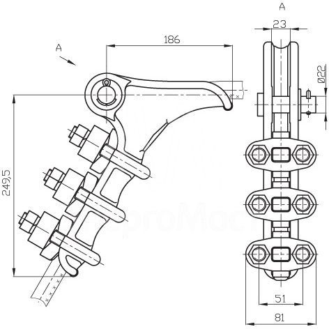 Зажим натяжной болтовой НБ-3-6Б
