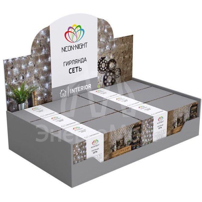 Гирлянда &amp;quot;Сеть&amp;quot; с контроллером 1.8х1.5м 180LED тепло-бел. прозр. провод 15Вт 220В IP20 NEON-NIGHT 215-135