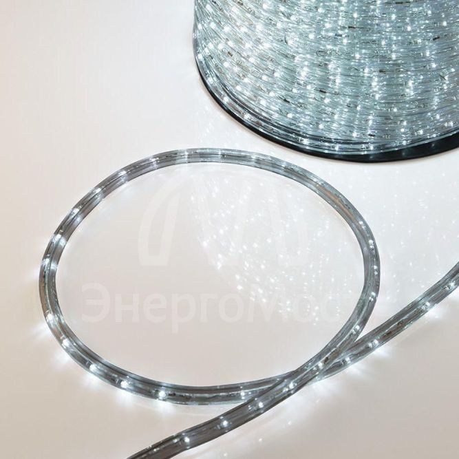 Шнур светодиодный Дюралайт фиксинг круглый 13мм 2Вт/м 220В IP54 бел. (уп.100м) NEON-NIGHT 121-125-6