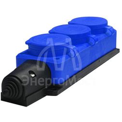 Колодка 3-м 1-ф с заглушками &amp;quot;КОМПАКТ&amp;quot; каучук син. Universal 3044