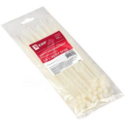 Хомут кабельный 3.6х180 нейл. бел. (уп.100шт) EKF plc-c-3.6x180