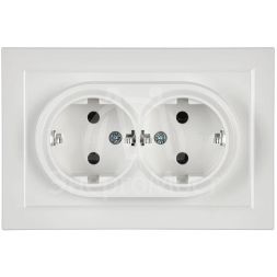 Розетка 2-м СП BRITE РС12-3-БрБ 16А в сборе с заземл. без защ. шторок бел. IEK BR-R21-16-K01-F