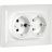 Розетка 2-м СП BRITE РС12-3-БрБ 16А в сборе с заземл. без защ. шторок бел. IEK BR-R21-16-K01-F