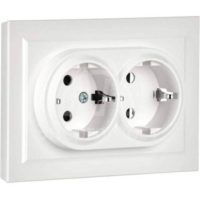 Розетка 2-м СП BRITE РС12-3-БрБ 16А в сборе с заземл. без защ. шторок бел. IEK BR-R21-16-K01-F