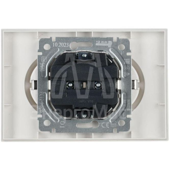 Розетка 2-м СП BRITE РС12-3-БрБ 16А в сборе с заземл. без защ. шторок бел. IEK BR-R21-16-K01-F