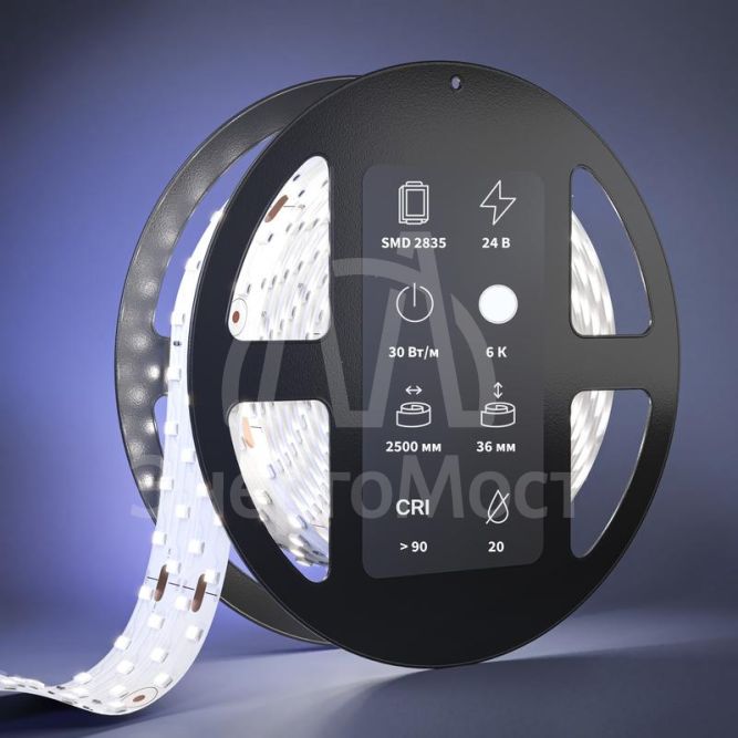 Лента светодиодная 24В 2835 30Вт/м 6000К 2 IP20 (уп.5м) Maytoni 201119