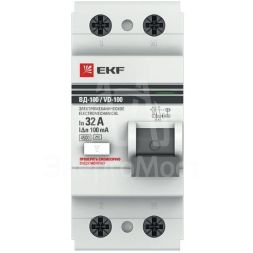 Выключатель дифференциального тока (УЗО) 2п 32А 100мА тип AC ВД-100 (электромех.) PROxima EKF elcb-2-32-100-em-pro