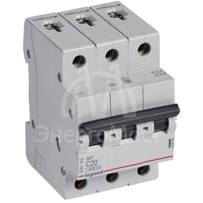 Выключатель автоматический модульный 3п C 20А 4.5кА RX3 Leg 419709