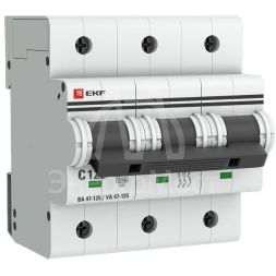Выключатель автоматический модульный 3п C 125А 15кА ВА 47-125 PROxima EKF mcb47125-3-125C