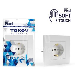 Розетка 1-м СП Pixel 16А IP20 с заземл. защ. шторки в сборе айс TOKOV ELECTRIC TKE-PX-R1FZSF-C34