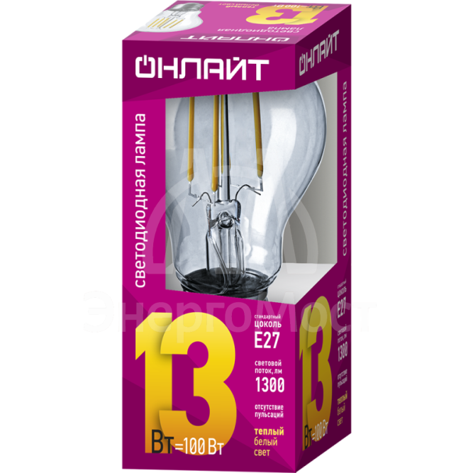 Лампа 80 876 OLL-F-A60-13-230-2.7K-E27 ОНЛАЙТ 80876