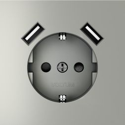 Розетка 1-м СП S70 16А с USB A+A с заземл. защ. шторки механизм сталь Voltum VLS040405