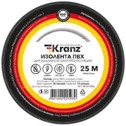 Изолента ПВХ 0.13х19мм 25м черн. (уп.5шт) Kranz KR-09-2206