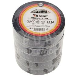 Изолента ПВХ 0.13х19мм 25м черн. (уп.5шт) Kranz KR-09-2206