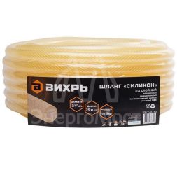 Шланг поливочный &amp;quot;Силикон&amp;quot; трехслойный армир. 3/4дюйм 25м прозр. Вихрь 73/7/2/30