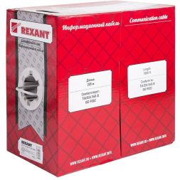 Кабель витая пара F/UTP кат.5e 4х2х24AWG PVC INDOOR медь МЖ сер. (305м) Rexant 01-0145