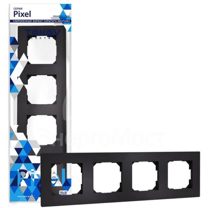 Рамка 4-м Pixel универс. карбон TOKOV ELECTRIC TKE-PX-RM4-C14