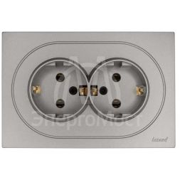 Розетка 2-м СП OSEN с заземл. ПБТ механизм сер. матов. LEZARD 743-7400-127B