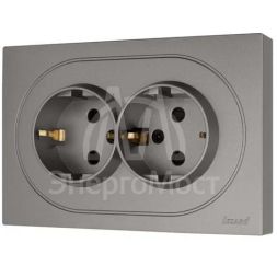 Розетка 2-м СП OSEN с заземл. ПБТ механизм сер. матов. LEZARD 743-7400-127B