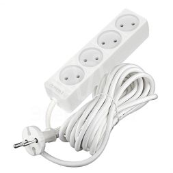 Удлинитель 4х5м без заземл. 10А IP20 2.2кВт ПВС 2х1 бел. DOMTOK 2357