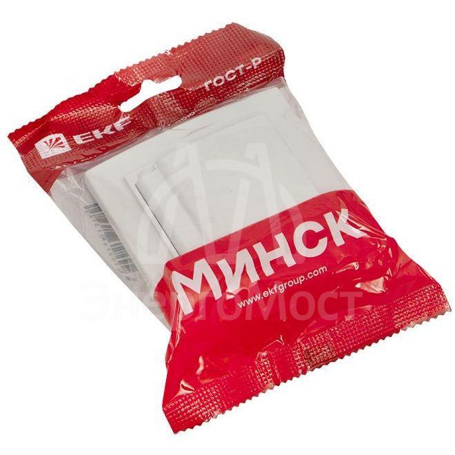 Розетка 1-м СП Минск 16А IP44 с заземл. защ. шторки с крышкой бел. EKF ERR16-029-100-44