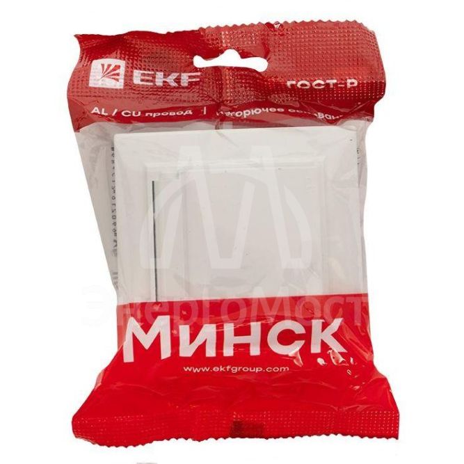 Розетка 1-м СП Минск 16А IP44 с заземл. защ. шторки с крышкой бел. EKF ERR16-029-100-44