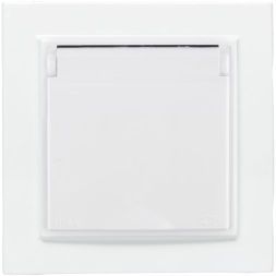 Розетка 1-м СП Минск 16А IP44 с заземл. защ. шторки с крышкой бел. EKF ERR16-029-100-44