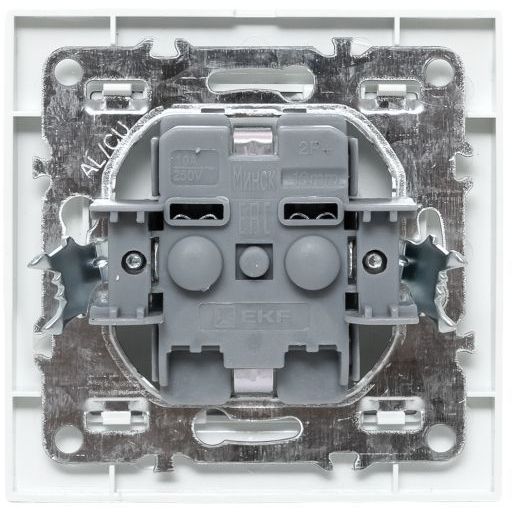 Розетка 1-м СП Минск 16А IP44 с заземл. защ. шторки с крышкой бел. EKF ERR16-029-100-44