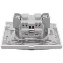 Розетка 1-м СП Минск 16А IP44 с заземл. защ. шторки с крышкой бел. EKF ERR16-029-100-44