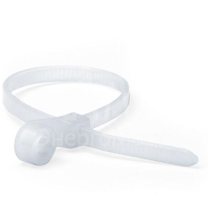 Хомут кабельный 4.8х200 полиамид бел. с монтаж. отв. (уп.100шт) DKC 252200SR-S