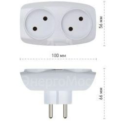 Разветвитель 2-м SP-2-W без заземл. (10/60/1500) бел. ЭРА C0045520