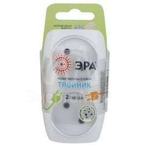 Разветвитель 2-м SP-2-W без заземл. (10/60/1500) бел. ЭРА C0045520
