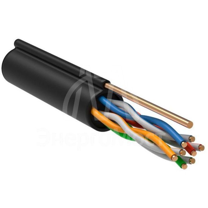 Кабель витая пара F/UTP кат.5E 4х2х24AWG solid CU LDPE Outdoor трос черн. (м) GENERICA BC3-C5E04-359-305-G