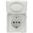 Розетка силовая KANT IP44 2P+E защ. шторки с крышкой бел. песок DKC 7010013