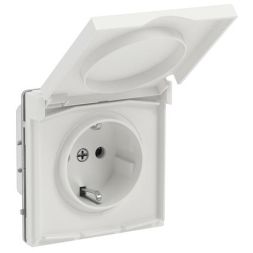 Розетка силовая KANT IP44 2P+E защ. шторки с крышкой бел. песок DKC 7010013