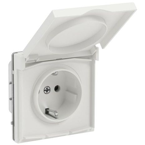 Розетка силовая KANT IP44 2P+E защ. шторки с крышкой бел. песок DKC 7010013
