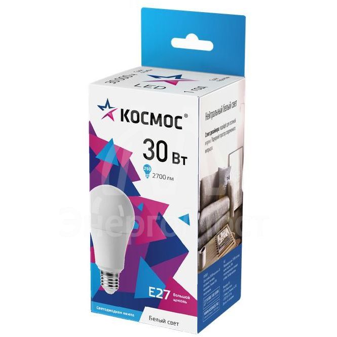 Лампа светодиодная А70 30Вт 4500К Е27 174-265В КОСМОС LkecLED30wA70E2745