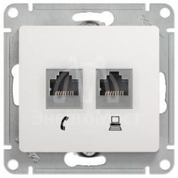 Механизм розетки комп. + телеф. 2-м СП Glossa RJ11 + RJ45 бел. SchE GSL000185