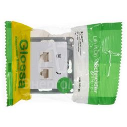 Механизм розетки комп. + телеф. 2-м СП Glossa RJ11 + RJ45 бел. SchE GSL000185