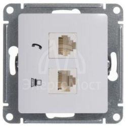 Механизм розетки комп. + телеф. 2-м СП Glossa RJ11 + RJ45 бел. SchE GSL000185
