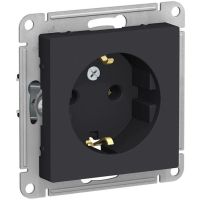 Розетка 1-м СП AtlasDesign 16А IP20 с заземл. механизм карбон SE ATN001043